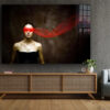 Blind Red Scarf Woman Print Tempered Glass Wall Art 100% Made in Australia Ready to Hang - Image 2