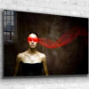 Blind Red Scarf Woman Print Tempered Glass Wall Art 100% Made in Australia Ready to Hang