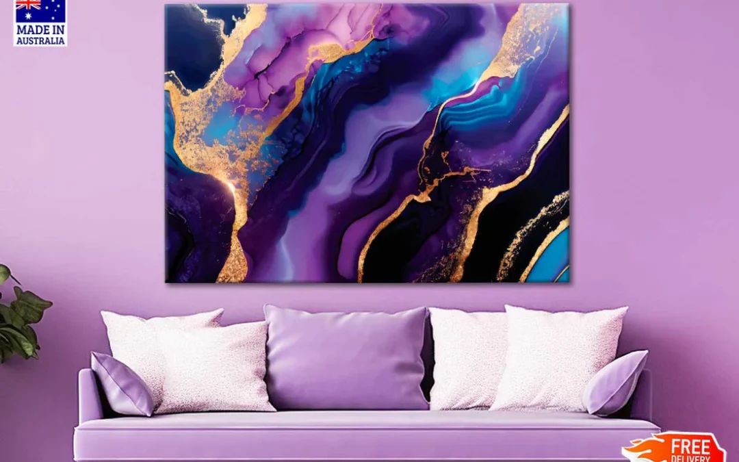 Blue And Purple Alcohol Ink Print 100% Australian Made