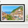 Vernazza Town By The Sea In Italy Glass Framed Wall Art, Ready to Hang Quality Print