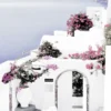 Houses & Flower Trees near Sea Photograph Glass Framed Wall Art, Ready to Hang Quality Print - Image 2