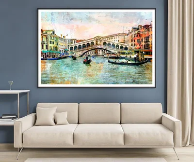 Rialto Bridge - Venetian Picture - Artwork in Painting Style Home Decor Premium Quality Poster Print Choose Your Sizes