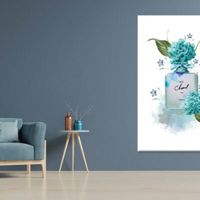 Ocean Blue Perfume with Flowers Print 100% Australian Made