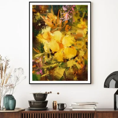 Gold & Yellow Fluid Abstract Design Home Decor Premium Quality Poster Print Choose Your Sizes