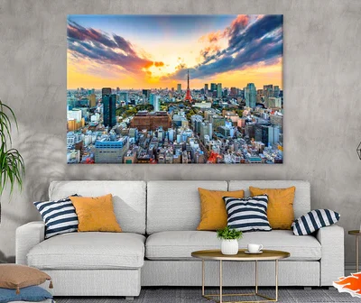 Sunset view at Tokyo city Japan Print 100% Australian Made