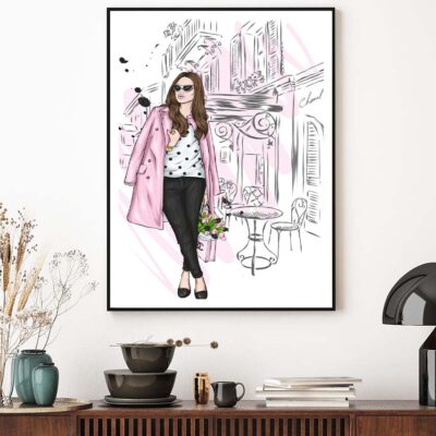 Modern Fashion Store with Girl Design Home Decor Premium Quality Poster Print Choose Your Sizes