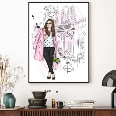 Modern Fashion Store with Girl Design Home Decor Premium Quality Poster Print Choose Your Sizes