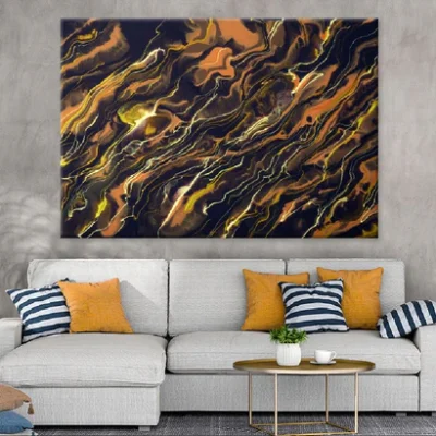 Dark Brown Black Abstract Acrylic Design Print 100% Australian Made