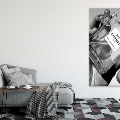 Bella Home Black And White Drinking Fashion Bottle Print Canvas Ready to hang