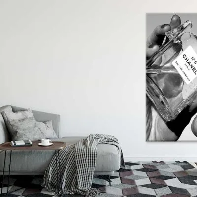 Bella Home Black And White Drinking Fashion Bottle Print Canvas Ready to hang