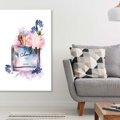 Purple Blue Perfume with Flowers Print 100% Australian Made