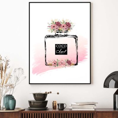 Black Pink Fashion Perfume Bottle Design Home Decor Premium Quality Poster Print Choose Your Sizes