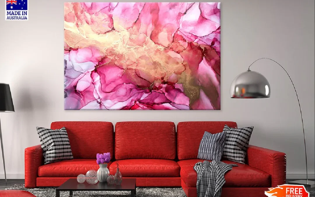 Pink & Gold Abstract Painting Art Print 100% Australian Made