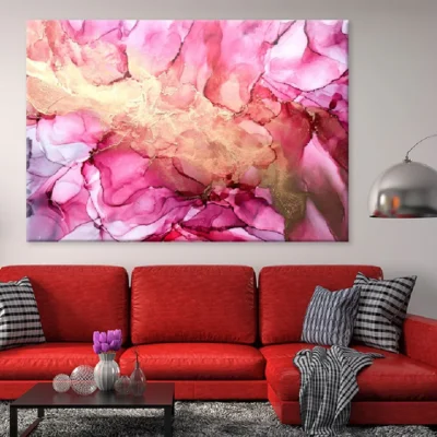 Pink & Gold Abstract Painting Art Print 100% Australian Made