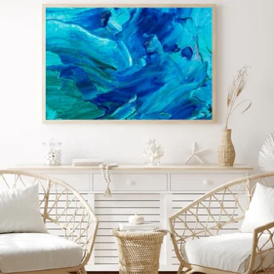 Blue Waves Abstract Painting Art Home Decor Premium Quality Poster Print Choose Your Sizes
