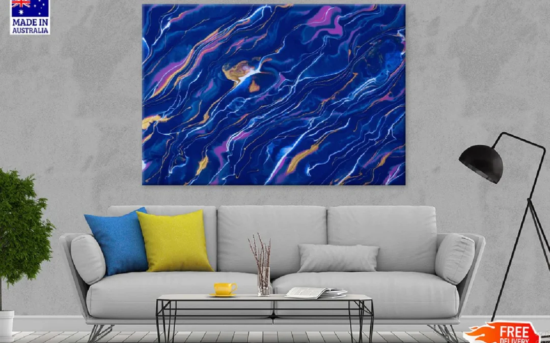 Blue Purple & Pink Fluid Abstract Design Print 100% Australian Made