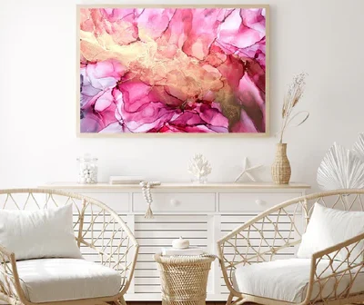 Pink & Gold Abstract Design Painting Home Decor Premium Quality Poster Print Choose Your Sizes