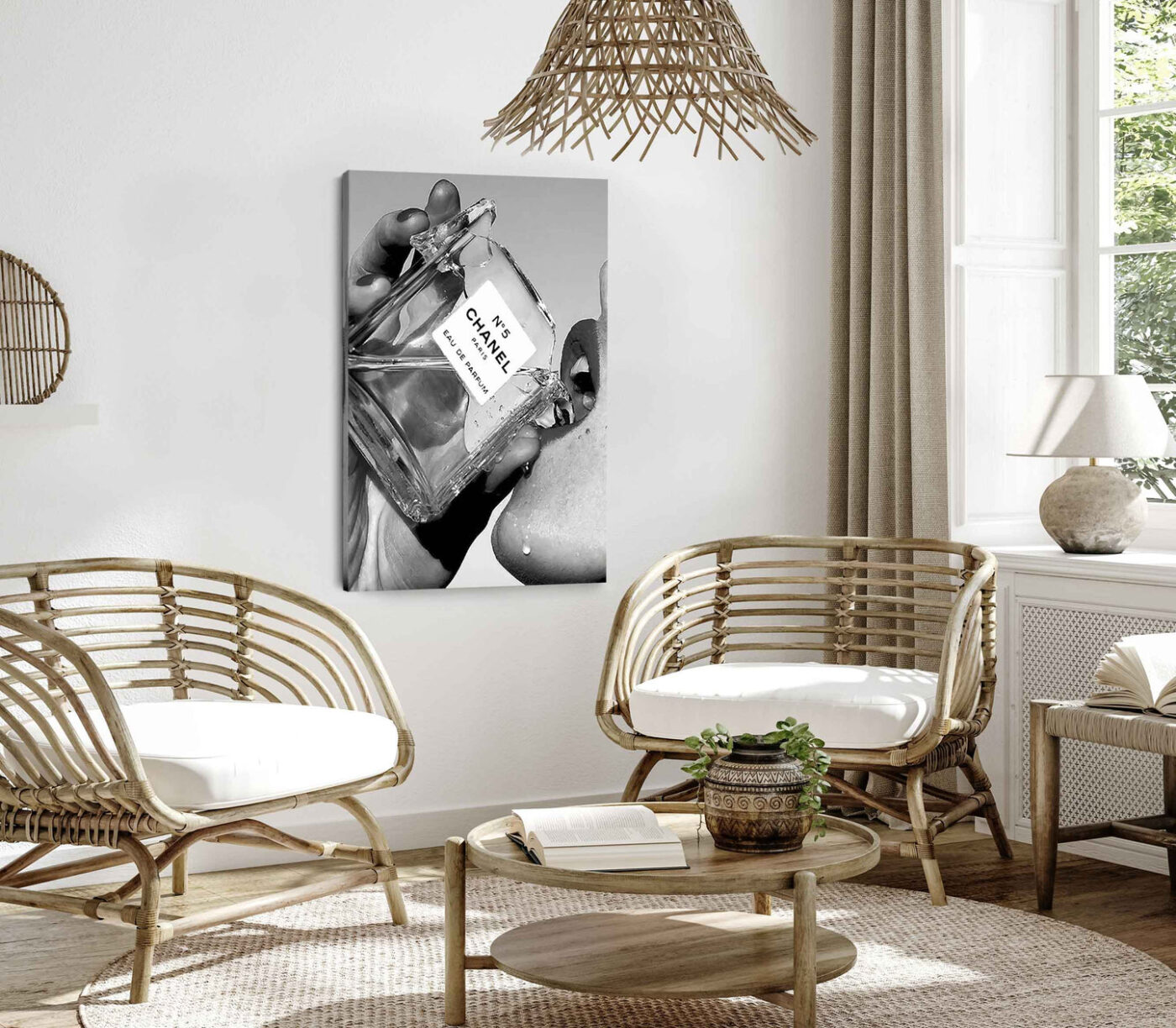 Bella Home Black And White Drinking Fashion Bottle Print Canvas Ready to hang - Image 2