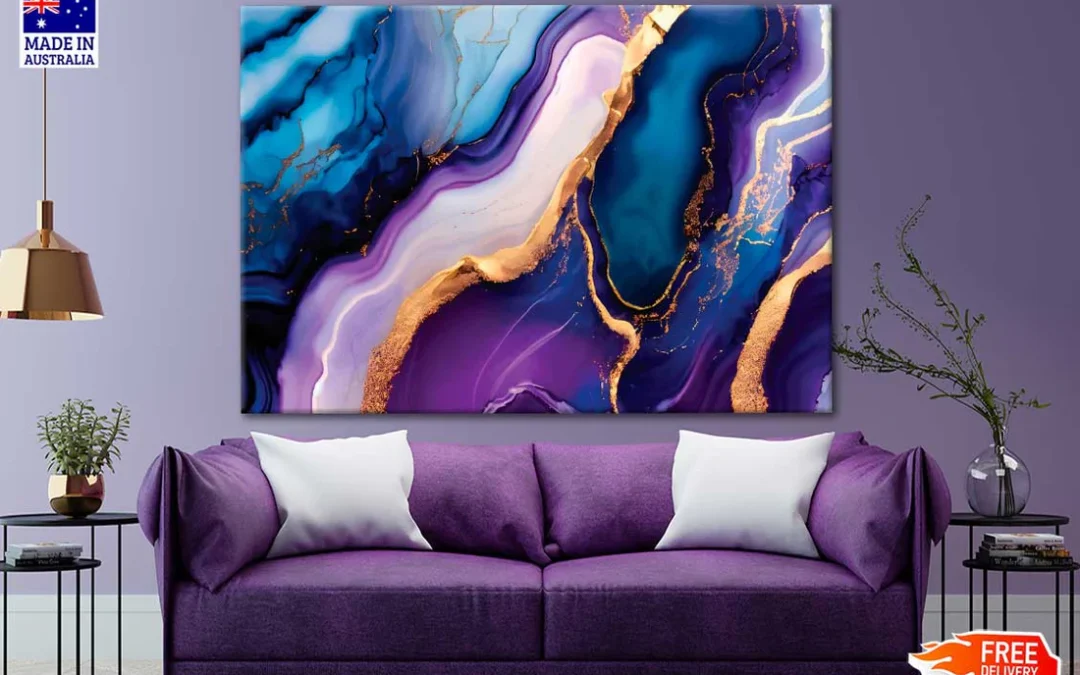 Mixture Of Blue And Purple Abstract Print 100% Australian Made