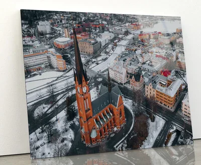 Gustav Adolf Church in Winter Acrylic Glass Print Tempered Glass Wall Art 100% Made in Australia Ready to Hang