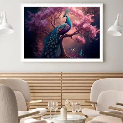 Peacock Sitting on Top of a Tree Home Decor Premium Quality Poster Print Choose Your Sizes