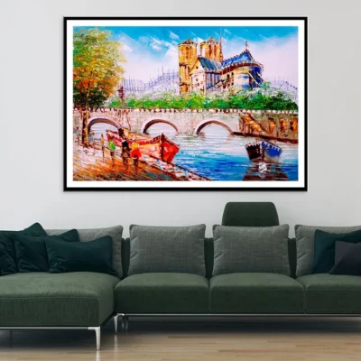 Oil Painting - Street View of Paris Home Decor Premium Quality Poster Print Choose Your Sizes