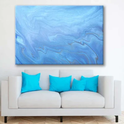 Bella Home Light Blue Fluid Abstract Design Print Canvas Ready to hang
