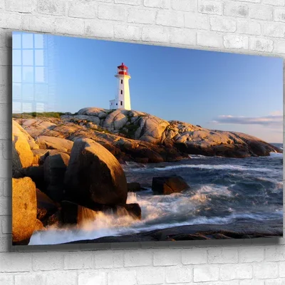 Lighthouse on The Cliff Print Tempered Glass Wall Art 100% Made in Australia Ready to Hang