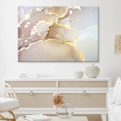 Gray Pink Gold Abstract Fluid Art Print 100% Australian Made