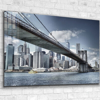 Brooklyn Bridge & City Print Tempered Glass Wall Art 100% Made in Australia Ready to Hang