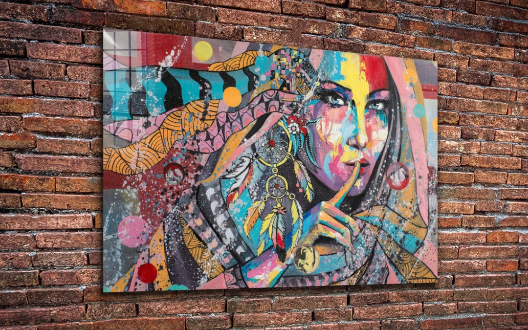 Colorful Abstract Woman Print Tempered Glass Wall Art 100% Made in Australia Ready to Hang
