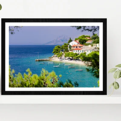Bay In Makarska Resort With Water Glass Framed Wall Art, Ready to Hang Quality Print