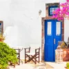 Bella Home White Blue Door Architecture View Print Canvas Ready to hang - Image 3