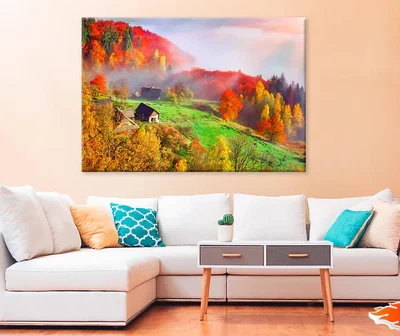 Autumn Landscape Mountain Village Print 100% Australian Made