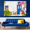 Bella Home White Blue Door Architecture View Print Canvas Ready to hang