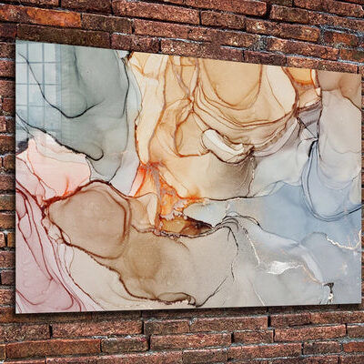 Marble Effect Abstract Print Tempered Glass Wall Art 100% Made in Australia Ready to Hang