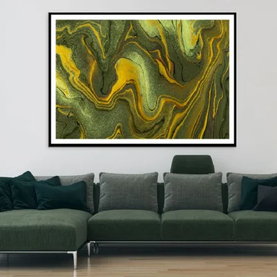 Dark Green Gold Abstract Acrylic Design Home Decor Premium Quality Poster Print Choose Your Sizes