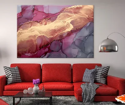 Pink Grey Gold Abstract Painting Art Print 100% Australian Made