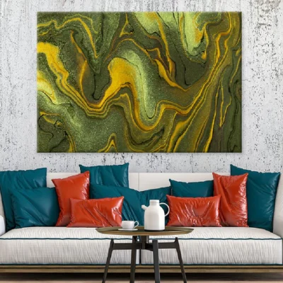 Dark Green Gold Abstract Acrylic Design Print 100% Australian Made