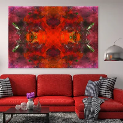 Pink with Red Watercolor Abstract Design Print 100% Australian Made