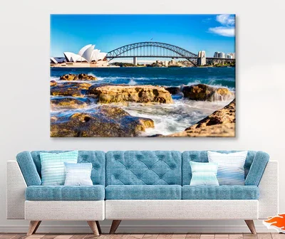 View Of the Sydney Opera House & Harbor Bridge Wall Art Decor 100% Australian Made
