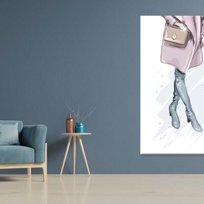 Pink Lady with Peach Colored Bag Print 100% Australian Made