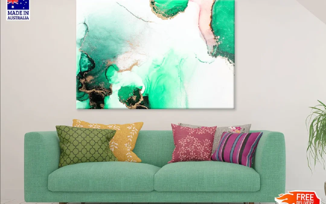Green & Gold Marble Abstract Design Print 100% Australian Made