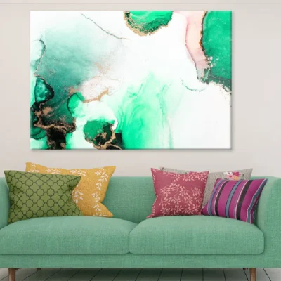 Green & Gold Marble Abstract Design Print 100% Australian Made