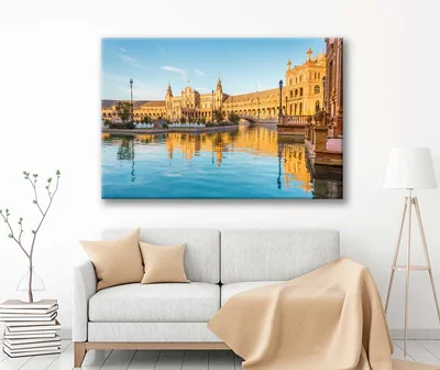Bella Home Seville, Spain Square Plaza De Espana Print Canvas Ready to hang