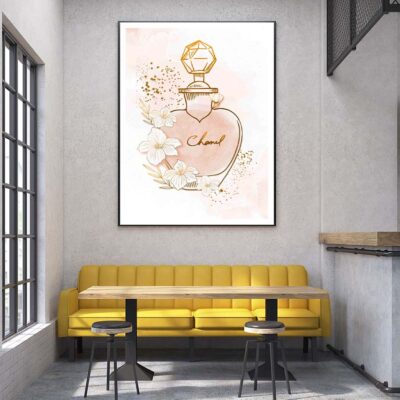 Elegant Gold Peach colored Fashion Perfume Design Home Decor Premium Quality Poster Print Choose Your Sizes