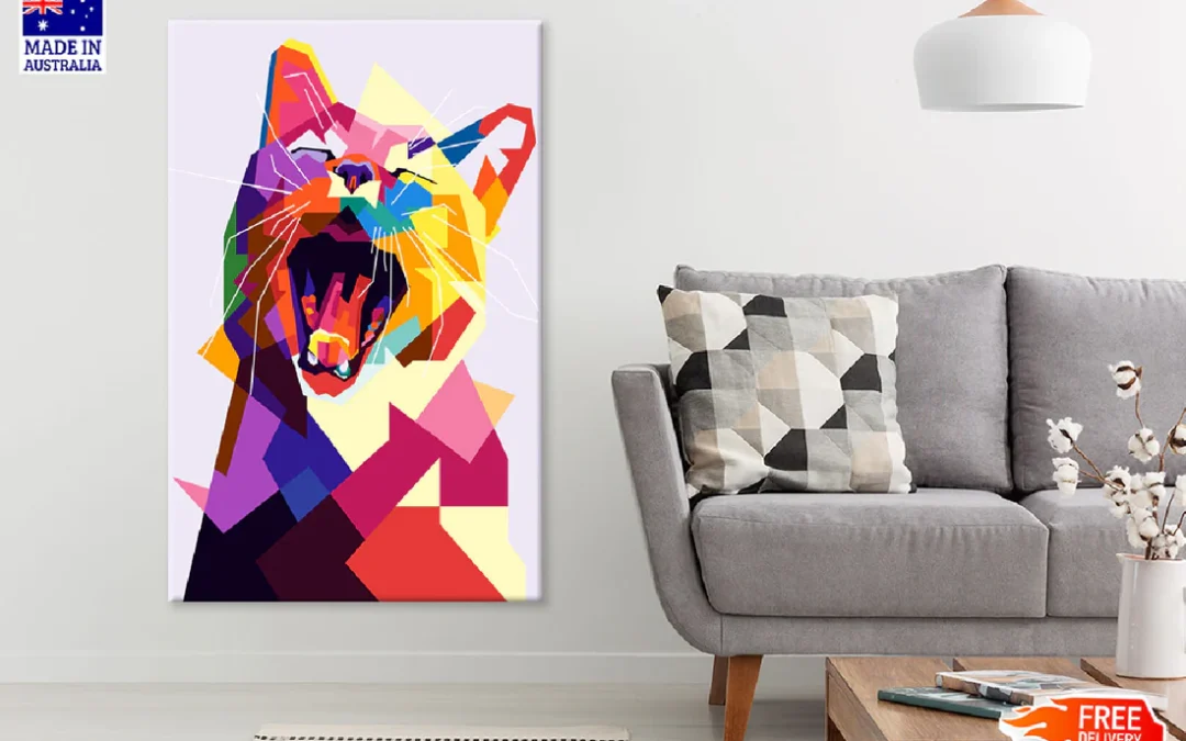 Colorful Cat Abstract Design Print 100% Australian Made