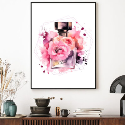Pink Beige Flowers & Perfume Print 100% Australian Made