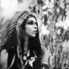 Indian Native Girl with Feather Headdress B&W Photograph Print 100% Australian Made - Image 2