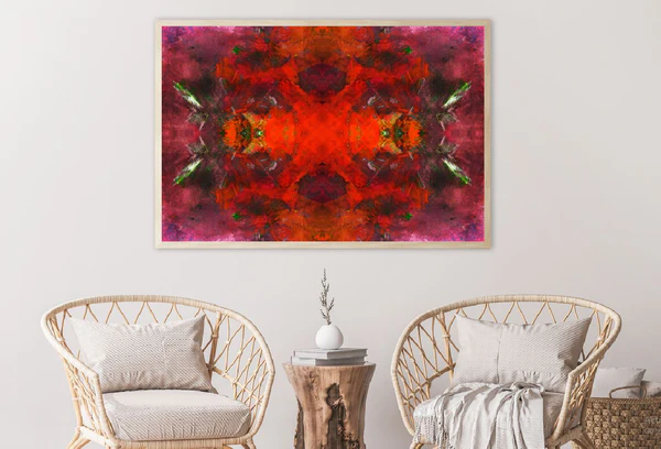 Pink with Red Watercolor Abstract Design Home Decor Premium Quality Poster Print Choose Your Sizes